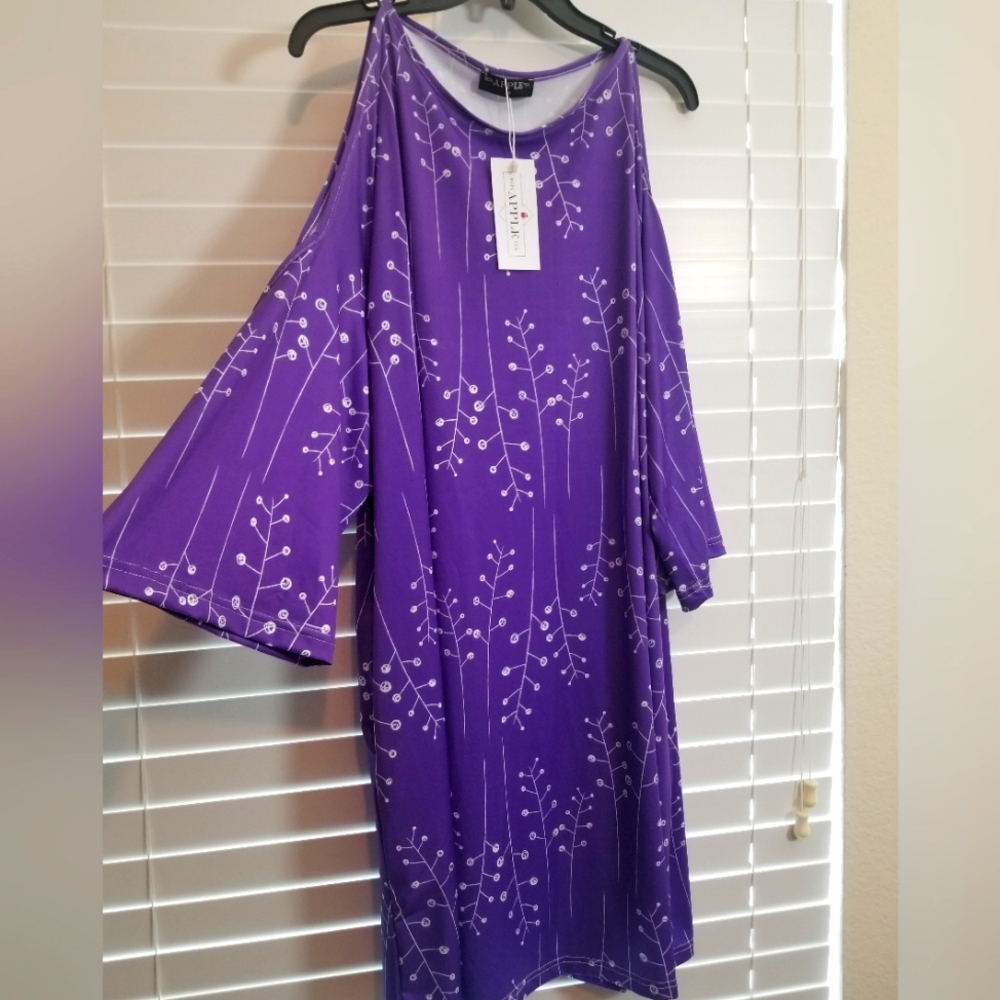 Purple cold shoulder mini dress